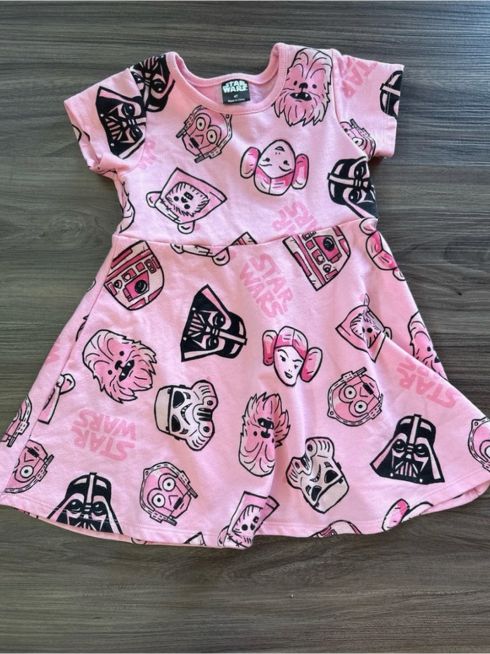 Star Wars 4T Pink Character Print Girls' Casual Skater Dress
